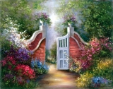 Malování na plátno s předlohou - Garden Gate by Linda Coulter