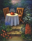 Malování na plátno s předlohou - Garden Table by Linda Coulter