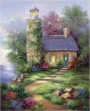 Malování na plátno s předlohou - Romantic Lighthouse by Linda Coulter