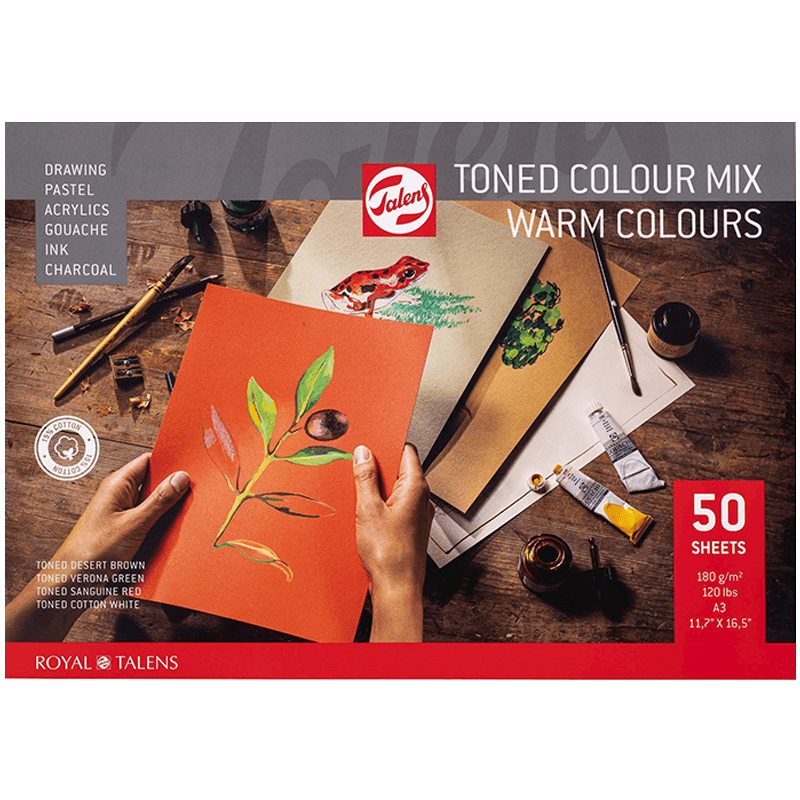 Talens Tónovaný papír - Teplé barvy A4, 180g - 50 listů