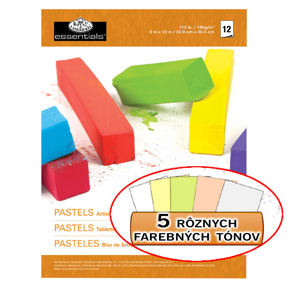Blok barevných papírů pro pastel Royal & Langnickel 12 listů