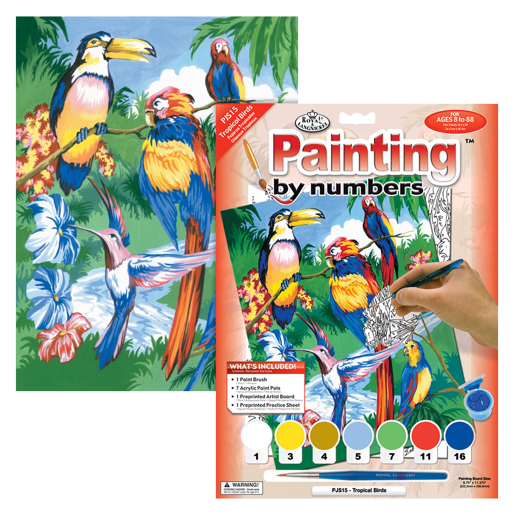 Malování podle čísel formát A4 - Tropické ptáci