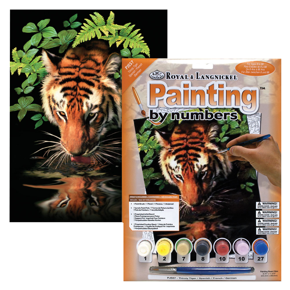 Malování podle čísel formát A4 - Tygr, který má žízeň