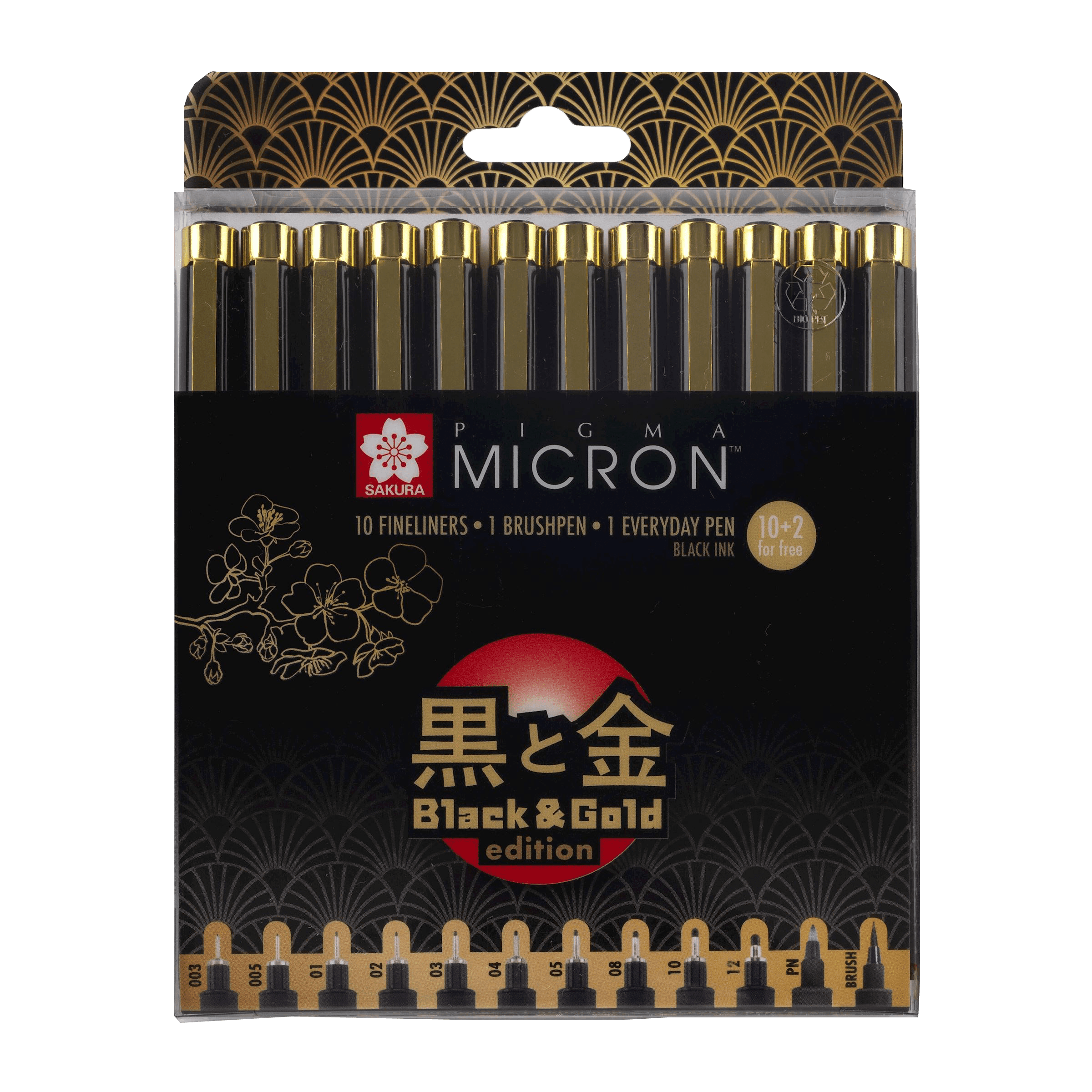 Sakura Pigma Micron Black & Gold - 12 kusů
