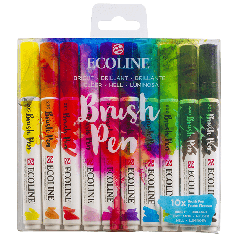 Akvarelové pera Ecoline - sada 10 ks - Bright