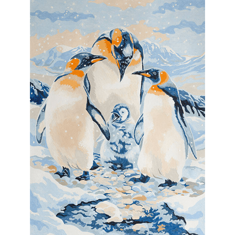 Malování podle čísel formát A4 - Rodina tučňáků