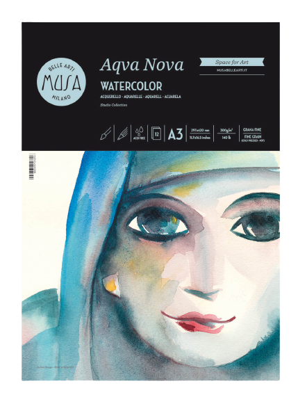 Akvarelový papír MUSA Aqva Nova 12 listů - 300g - různé velikosti