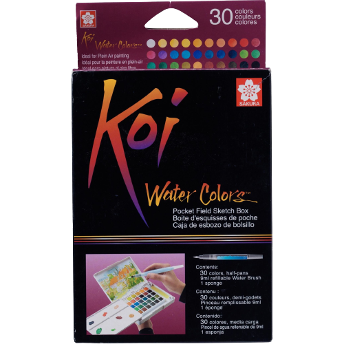 Sketch box s akvarelovými barvami Sakura Koi - 30 kusů