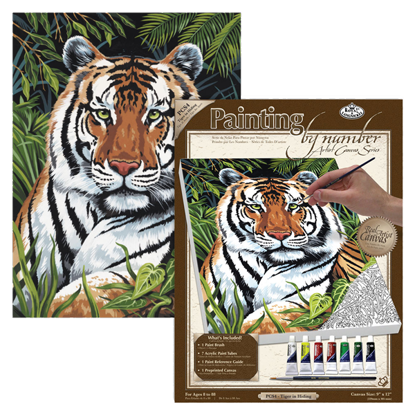 Malování podle čísel na plátno - Schovaný tigr