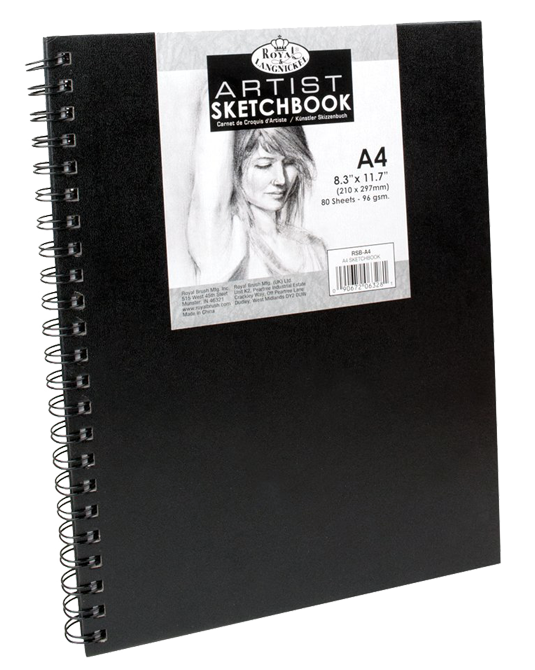 Royal & Langnickel black sketch book - A4, 80 listů