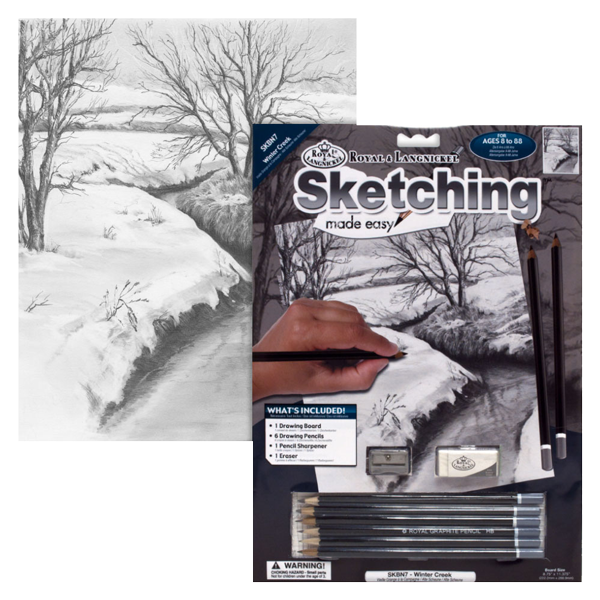 Kreativní sada na skicování - Zimní potok