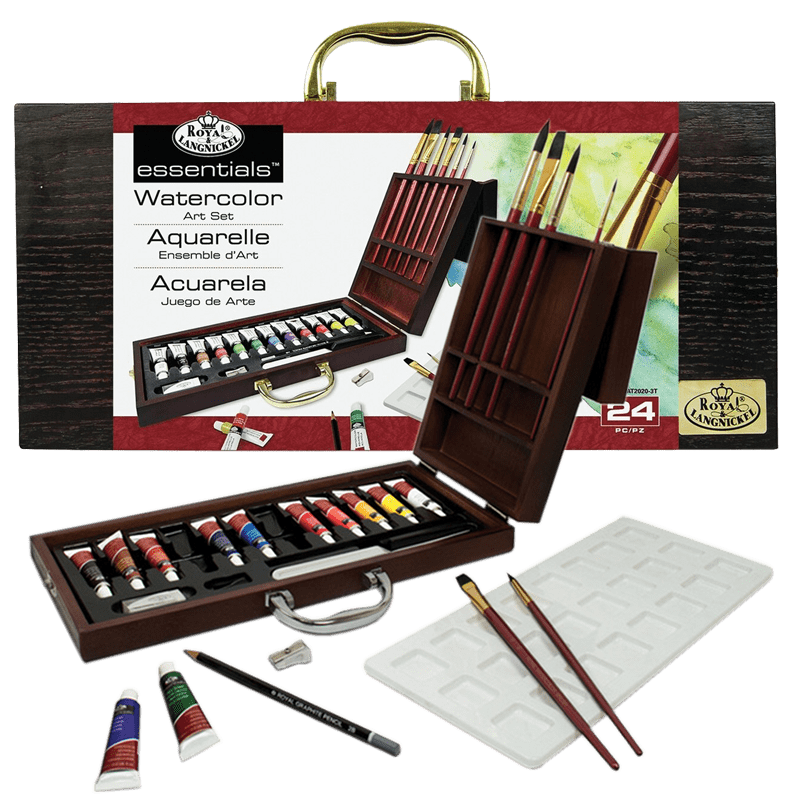 Akvarelový malířský set v dřevěném boxu Royal & Langnickel - set 24ks