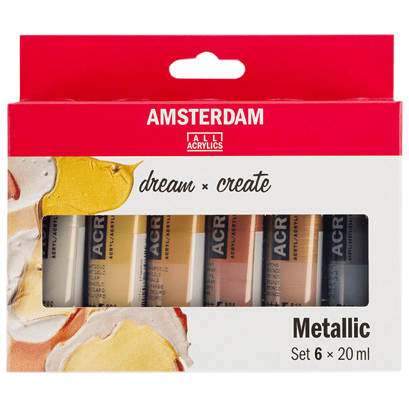 Akrylové barvy Amsterdam – set 6x20 ml - Metallic
