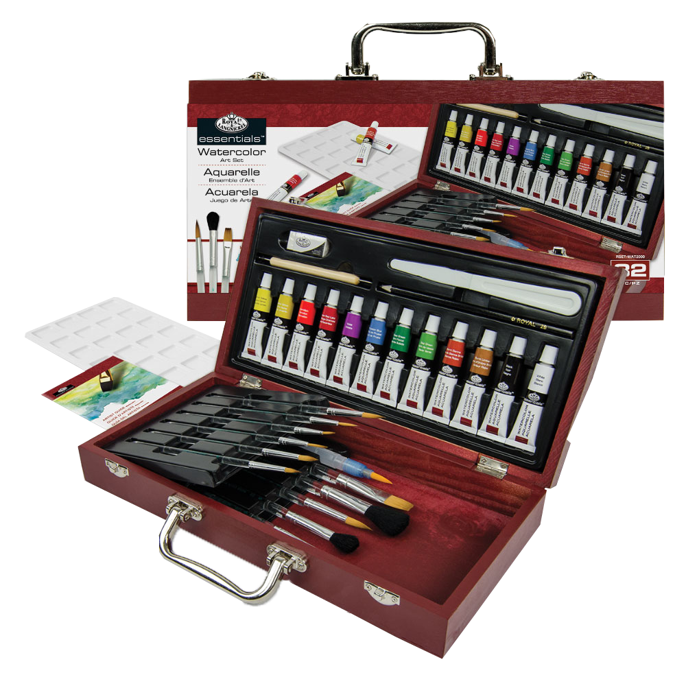Akvarelový malířský set v dřevěném boxu Royal & Langnickel Essentials - set 32ks