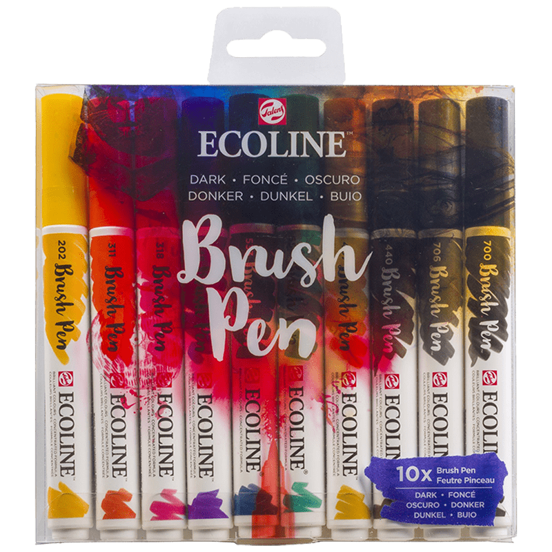 Akvarelové pera Ecoline - sada 10 ks - Dark