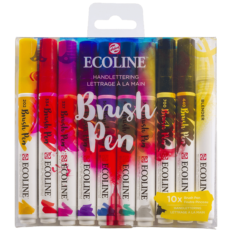 Akvarelové pera Ecoline - sada 10 ks - Handlettering