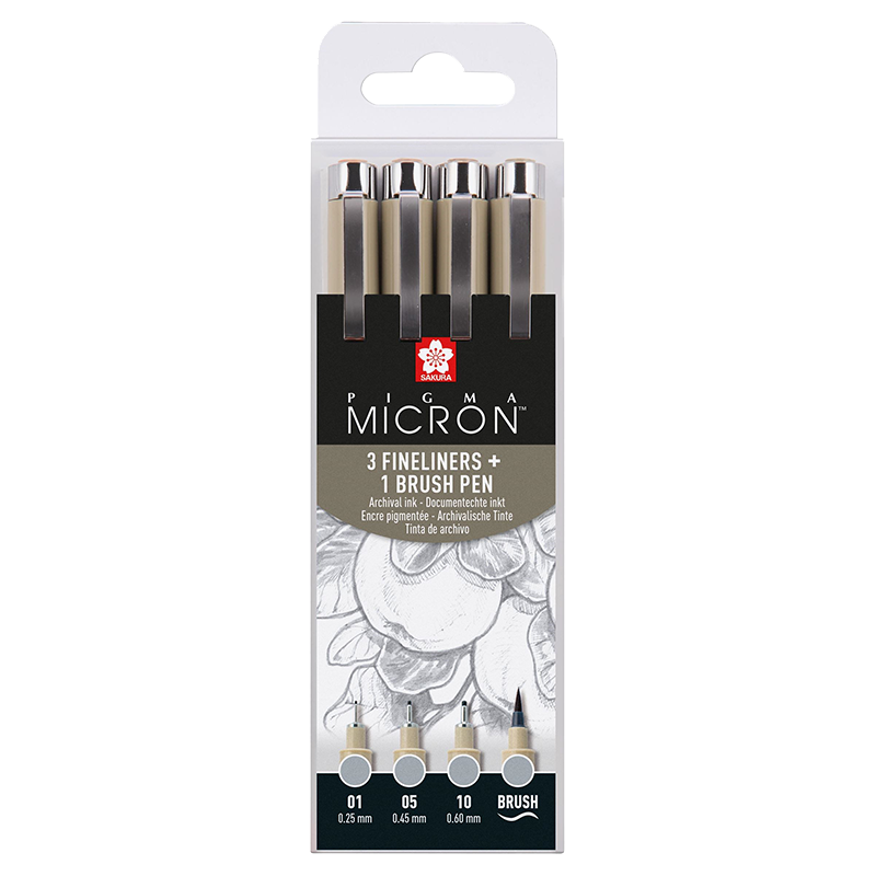 SAKURA Pigma Micron sada 4 ks - Light Cool Gray