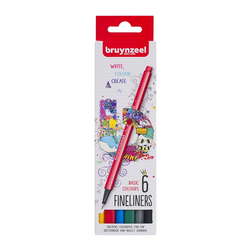 Bruynzeel Fineliners sada markerů 6ks - Basic