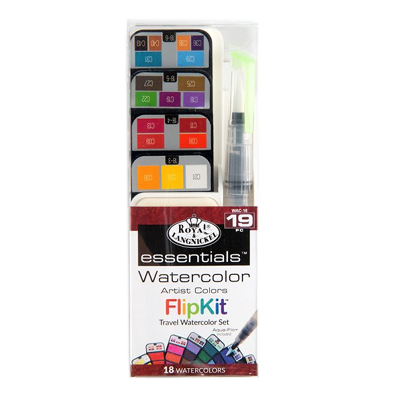 Cestovní akvarelové barvy Royal Langnickel FlipKit - 19 ks