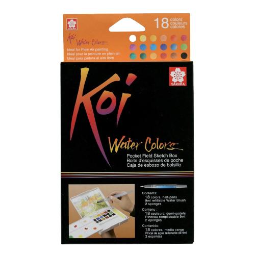 Sketch box s akvarelovými barvami Sakura Koi - 18 kusů