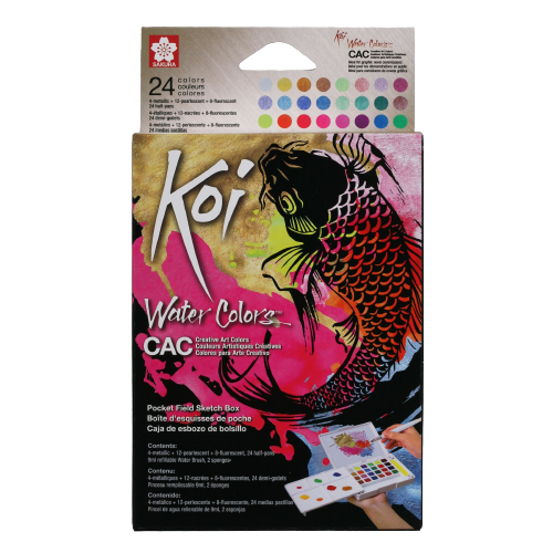 Sketch box s efektovými akvarelovými barvami Creative Art Sakura Koi - 24 kusů