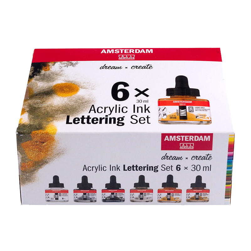 Amsterdam Lettering sada akrylových inkoustů 6 x 30 ml